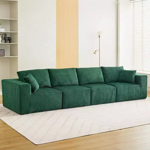 Divano componibile modulare a 4 posti con penisola, tessuto in velluto a coste, convertibile in letto, 348 cm