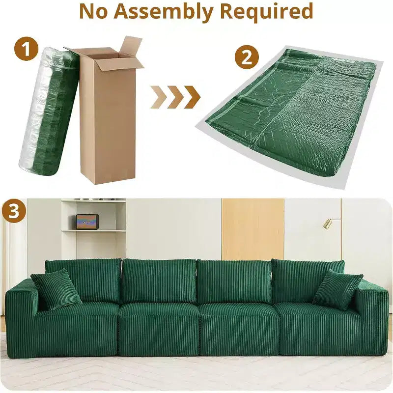 Divano componibile modulare a 4 posti con penisola, tessuto in velluto a coste, convertibile in letto, 348 cm