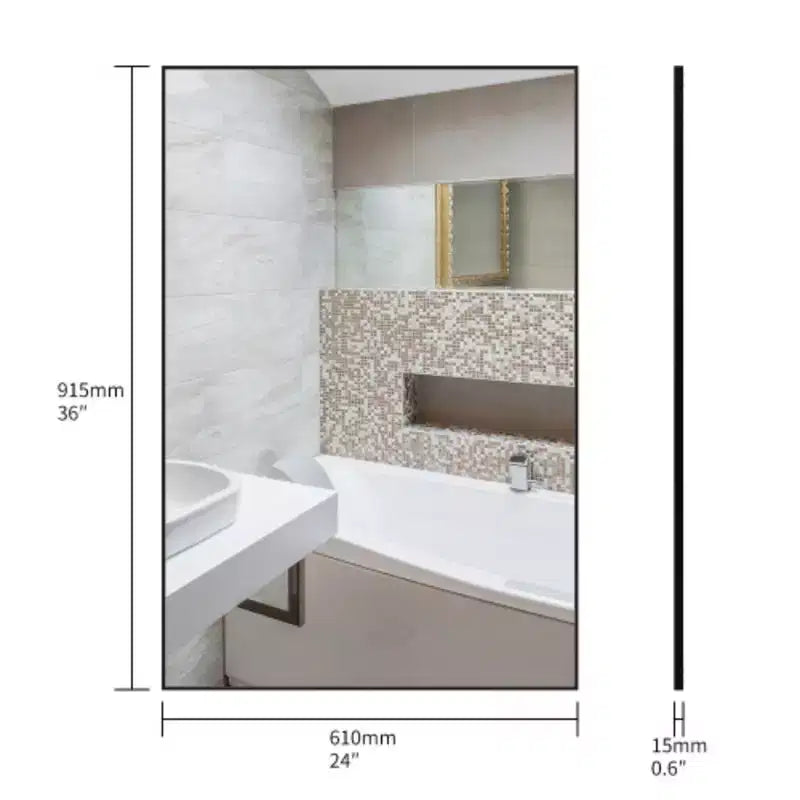 Specchio da bagno 36x24 con cornice in alluminio