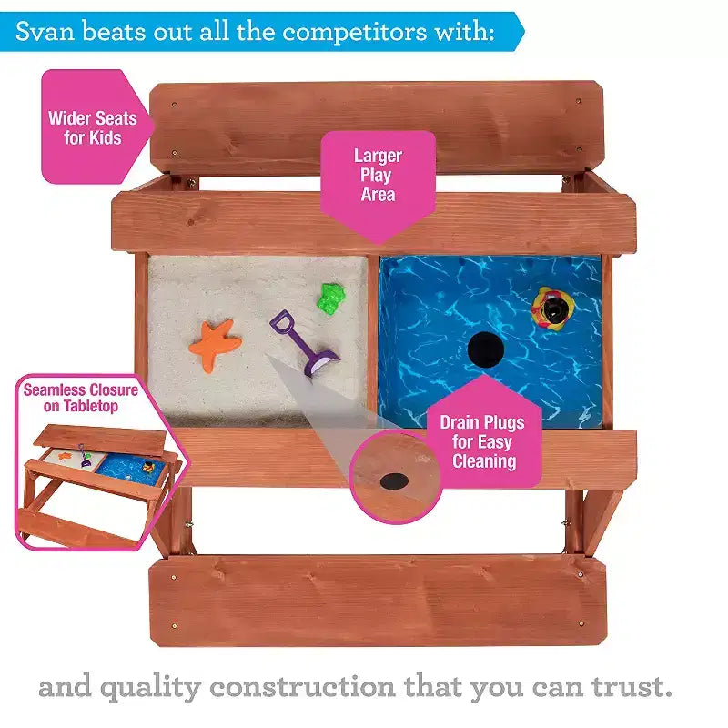 Tavolo convertibile per attività al coperto/aperto per bambini con piano rimovibile – Legno, 109 x 89 x 48 cm