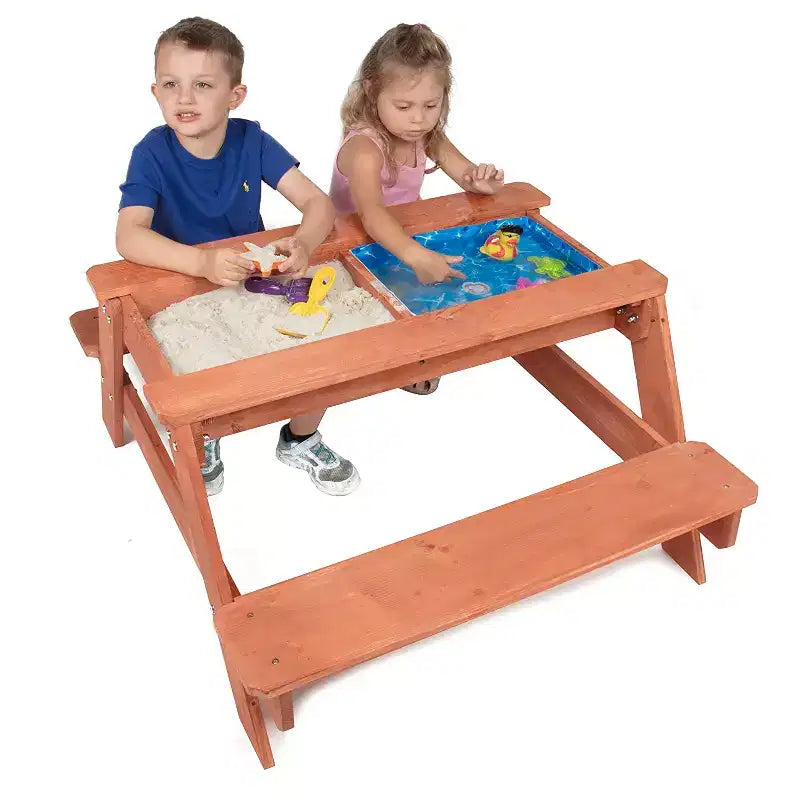 Tavolo convertibile per attività al coperto/aperto per bambini con piano rimovibile – Legno, 109 x 89 x 48 cm