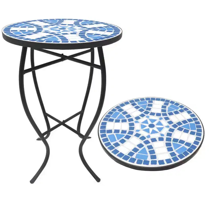 Tavolino rotondo con mosaico