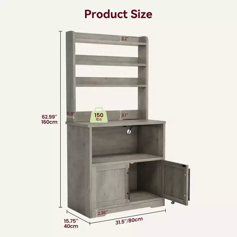Scaffale da cucina per forni con mobile contenitore e prese di corrente