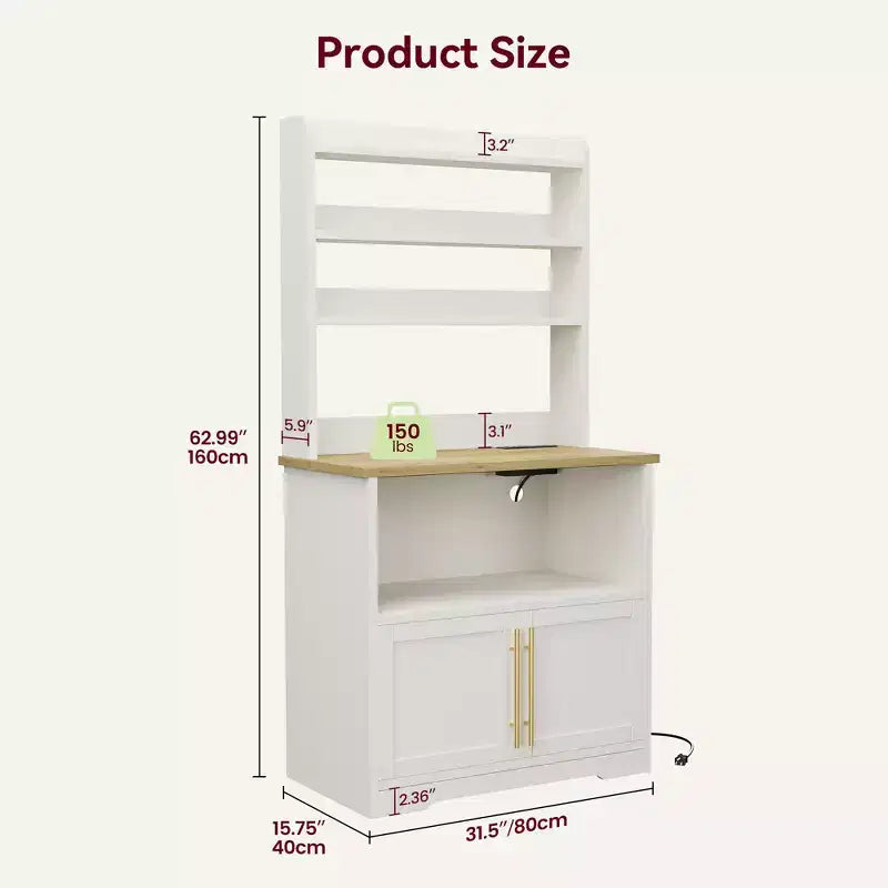 Scaffale da cucina per forni con mobile contenitore e prese di corrente