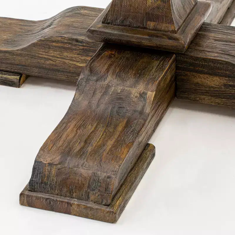 Tavolo da pranzo rotondo con base a piedistallo, legno di caucciù