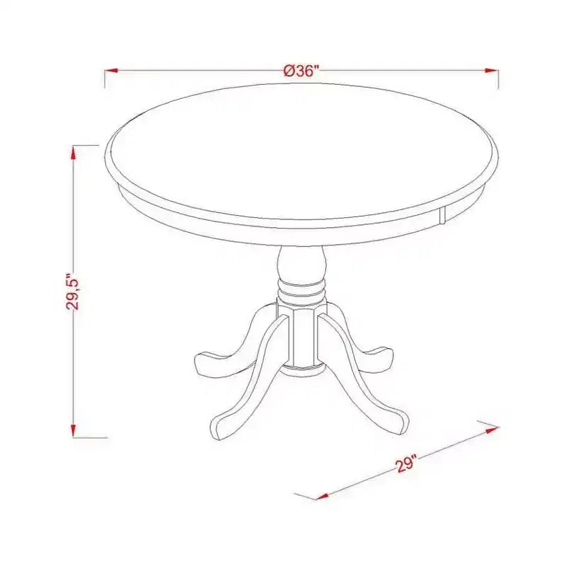 Tavolo da Pranzo Rotondo, 91 cm, Legno di Gomma, 2 Posti