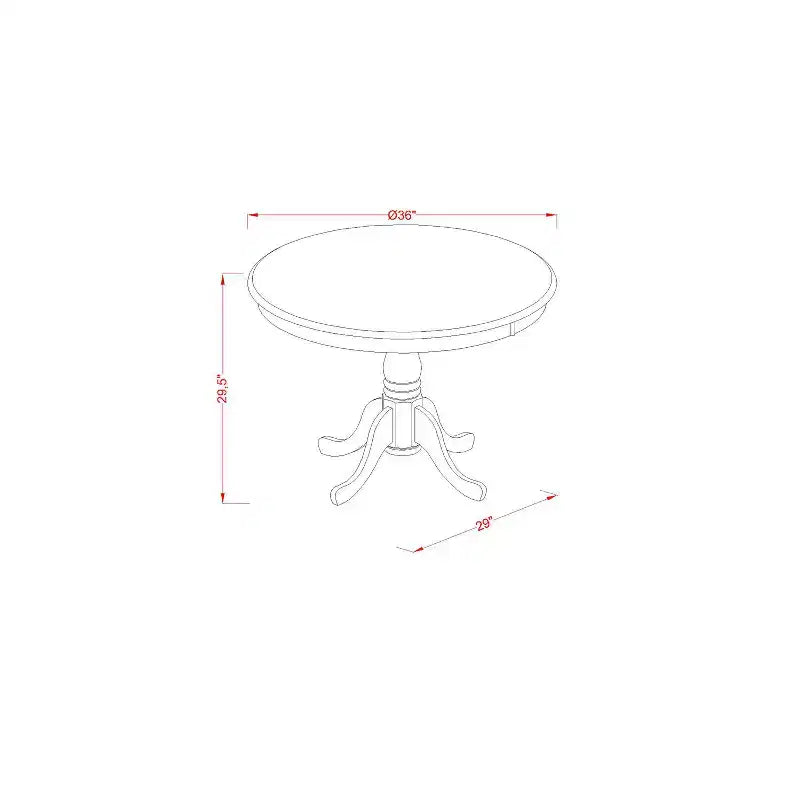 Tavolo da Pranzo Rotondo, 91 cm, Legno di Gomma, 2 Posti