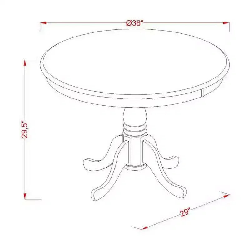 Tavolo da Pranzo Rotondo, 91 cm, Legno di Gomma, 2 Posti