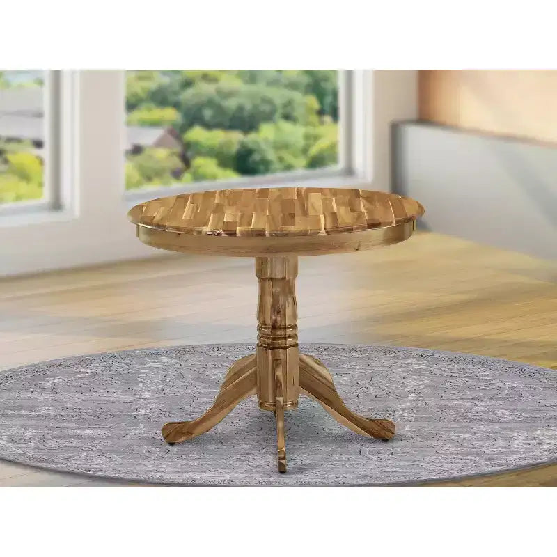 Tavolo da Pranzo Rotondo, 91 cm, Legno di Gomma, 2 Posti