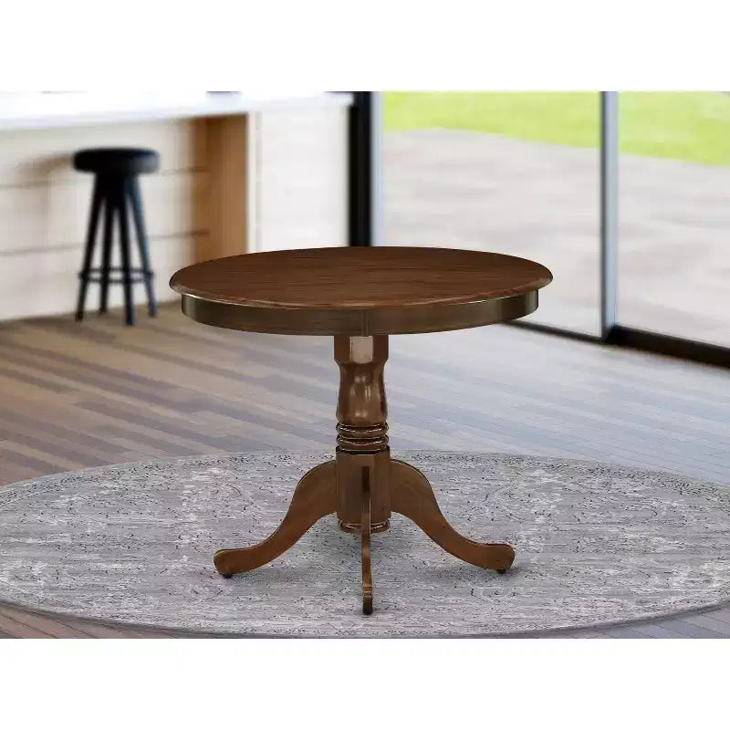 Tavolo da Pranzo Rotondo, 91 cm, Legno di Gomma, 2 Posti