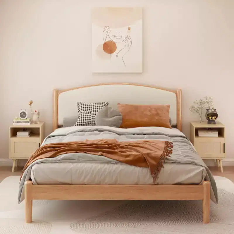Comodino con cassetto in rattan e ripiano a giorno