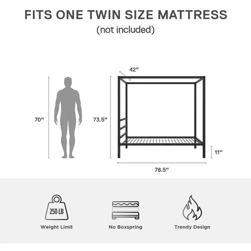 Letto a baldacchino in metallo moderno
