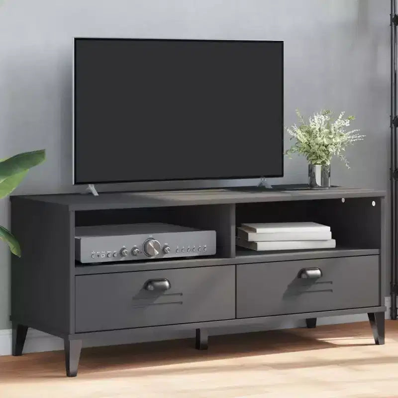 Mobile Porta TV – Legno massello di pino, 106 cm (L) x 40 cm (P) x 46,5 cm (A), Adatto per TV fino a 48", Grigio Antracite