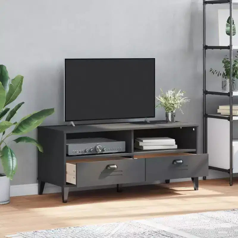 Mobile Porta TV – Legno massello di pino, 106 cm (L) x 40 cm (P) x 46,5 cm (A), Adatto per TV fino a 48", Grigio Antracite