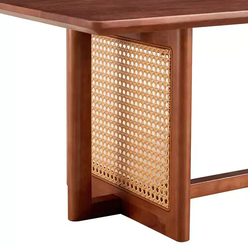 Tavolino da caffè in rattan – Legno massello rettangolare, 120 cm L x 60 cm P x 40 cm H, Naturale/Marrone