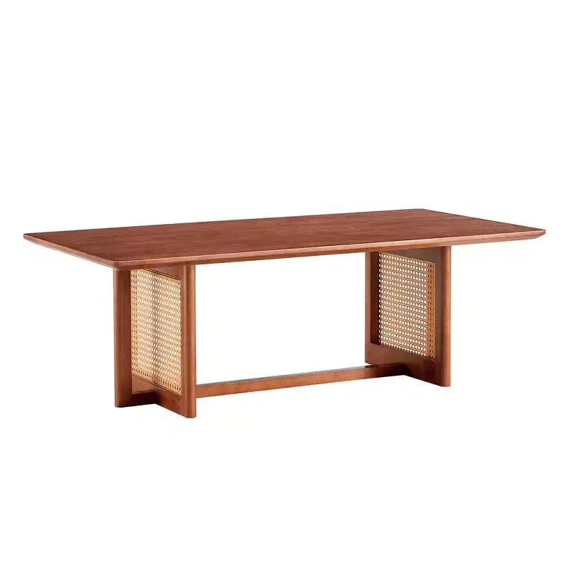 Tavolino da caffè in rattan – Legno massello rettangolare, 120 cm L x 60 cm P x 40 cm H, Naturale/Marrone
