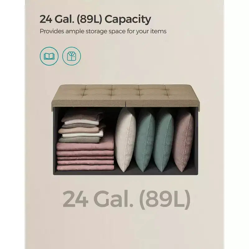 Cassapanca in legno con coperchio di sicurezza – 100 cm L x 40 cm P x 46,5 cm A, MDF, Grigio Scuro