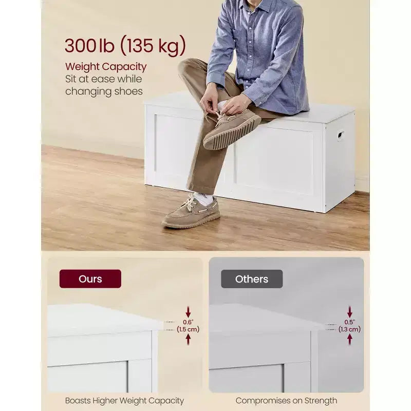 Cassapanca in legno con coperchio di sicurezza – 100 cm L x 40 cm P x 46,5 cm A, MDF, Grigio Scuro