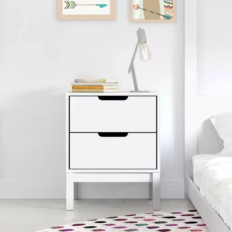 Comodino a doppio cassetto per bambini – Struttura in legno massello, tavolino per la cameretta dei bambini