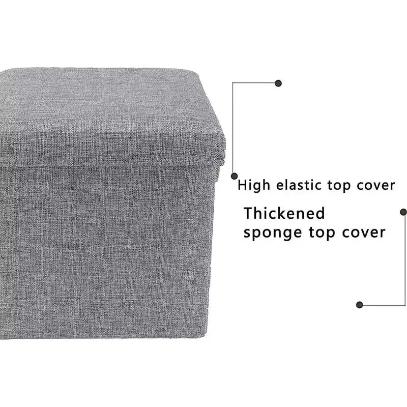 Pouf contenitore pieghevole cubo – Sgabello, poggiapiedi e tavolino 4 in 1, 30 x 30 x 30 cm, Grigio lino