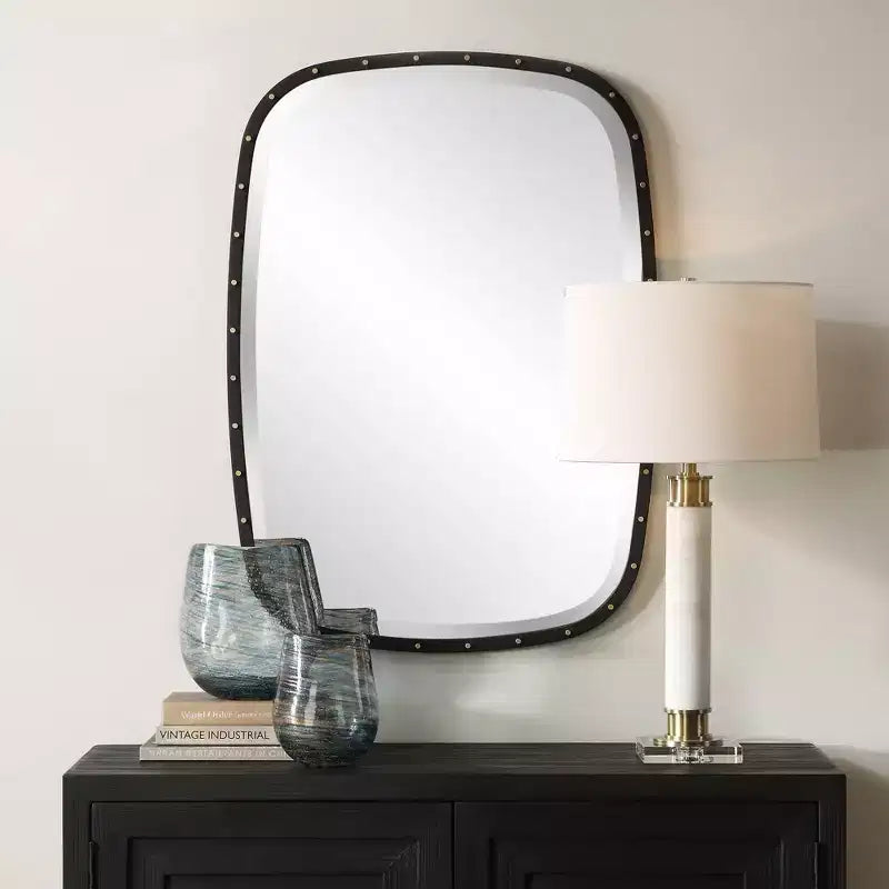 Specchio da Parete Rettangolare 26 x 36 Pollici con Cornice in Metallo