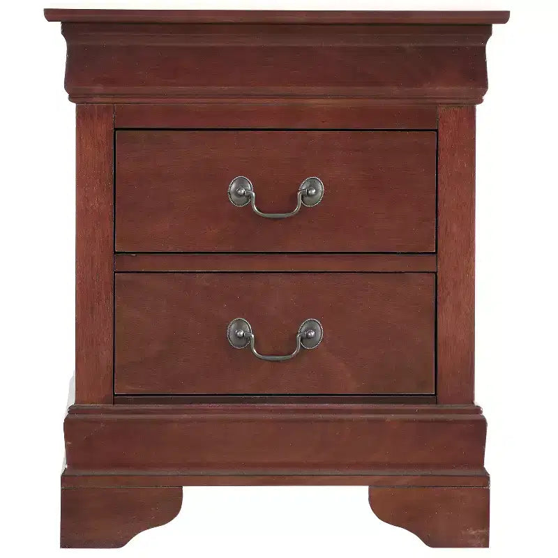Comodino rettangolare in legno con 2 cassetti