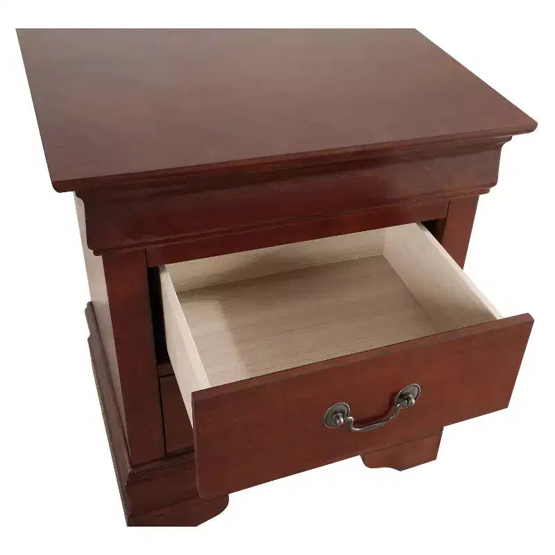 Comodino rettangolare in legno con 2 cassetti