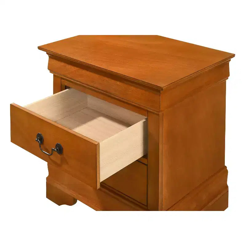 Comodino rettangolare in legno con 2 cassetti