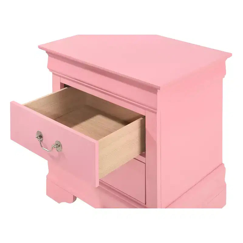 Comodino rettangolare in legno con 2 cassetti