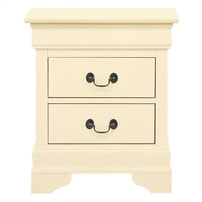 Comodino rettangolare in legno con 2 cassetti