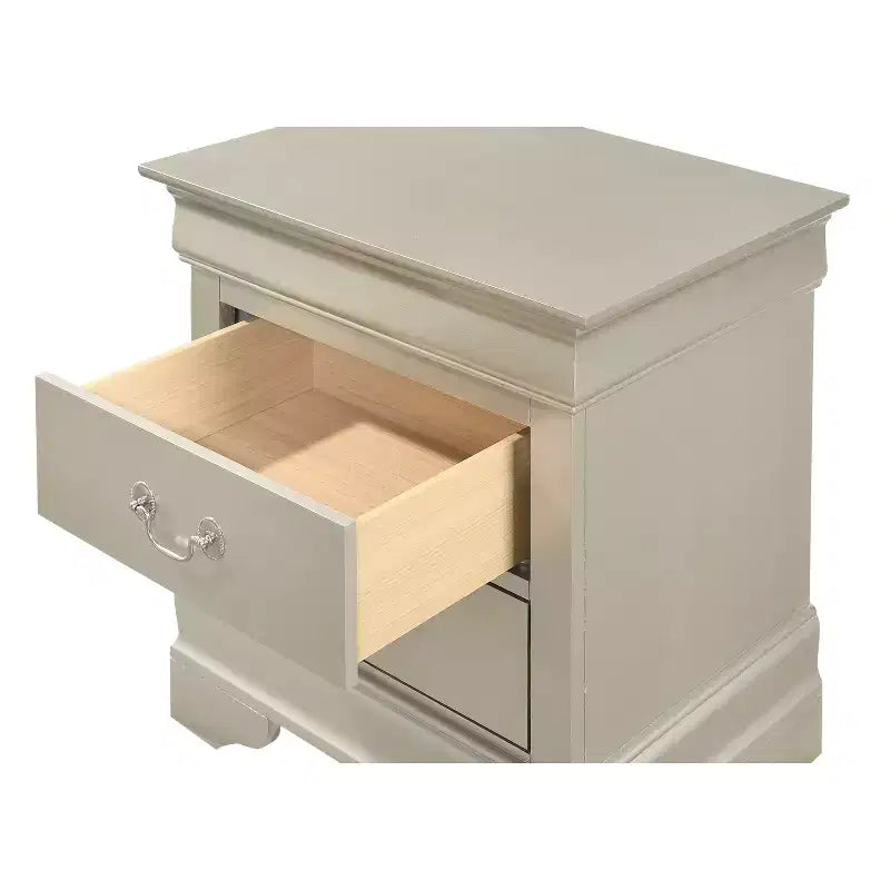 Comodino rettangolare in legno con 2 cassetti