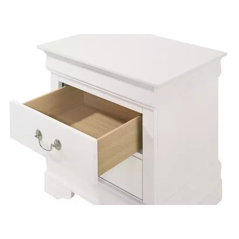 Comodino rettangolare in legno con 2 cassetti