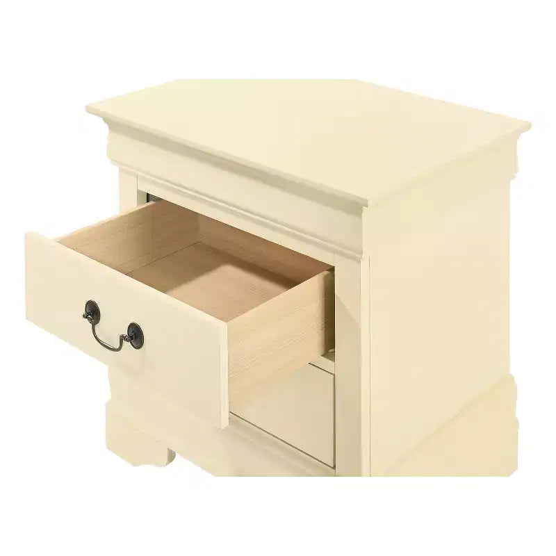 Comodino rettangolare in legno con 2 cassetti
