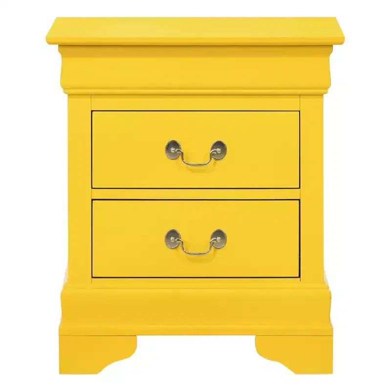 Comodino rettangolare in legno con 2 cassetti