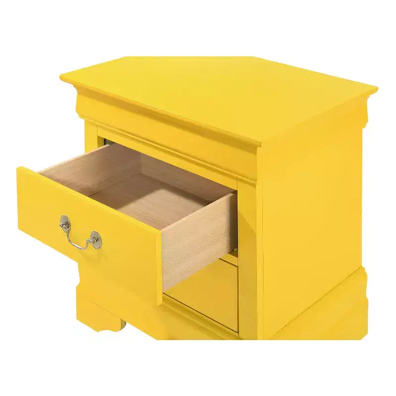 Comodino rettangolare in legno con 2 cassetti