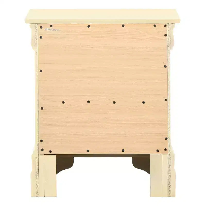 Comodino rettangolare in legno con 2 cassetti