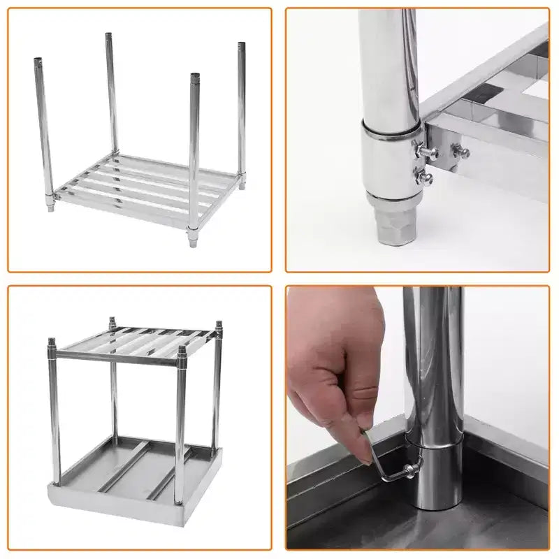 Tavolo da Lavoro in Acciaio Inox da 122x61 cm con Ripiano Inferiore