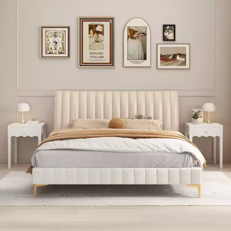 Comodino Bianco con Cassetto Ondulato e Grembiule – 15.7"L x 15.7"P x 16.69"A, MDF, 1 Cassetto