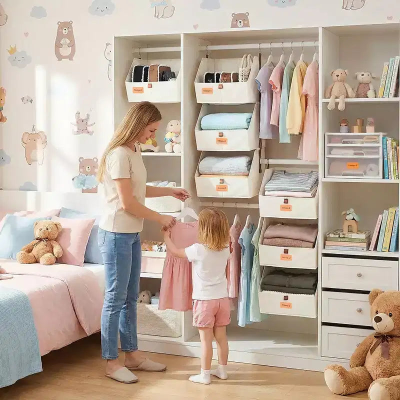 Organizzatore da appendere a 4 ripiani per armadio con ganci