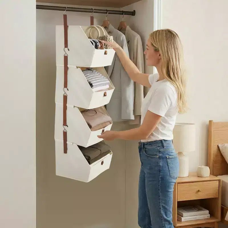 Organizzatore da appendere a 4 ripiani per armadio con ganci