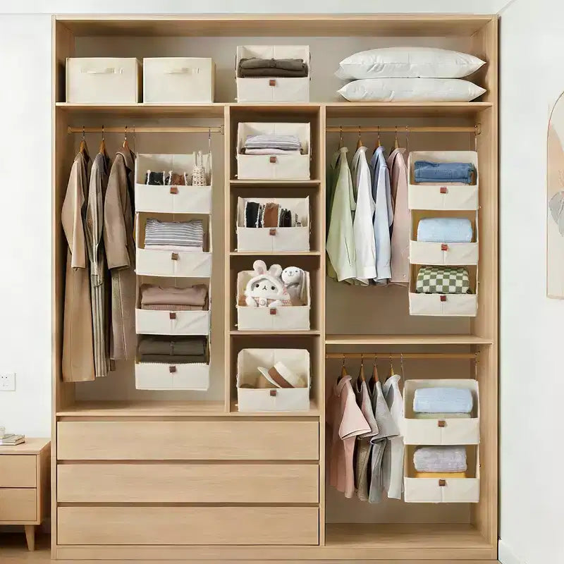 Organizzatore da appendere a 4 ripiani per armadio con ganci