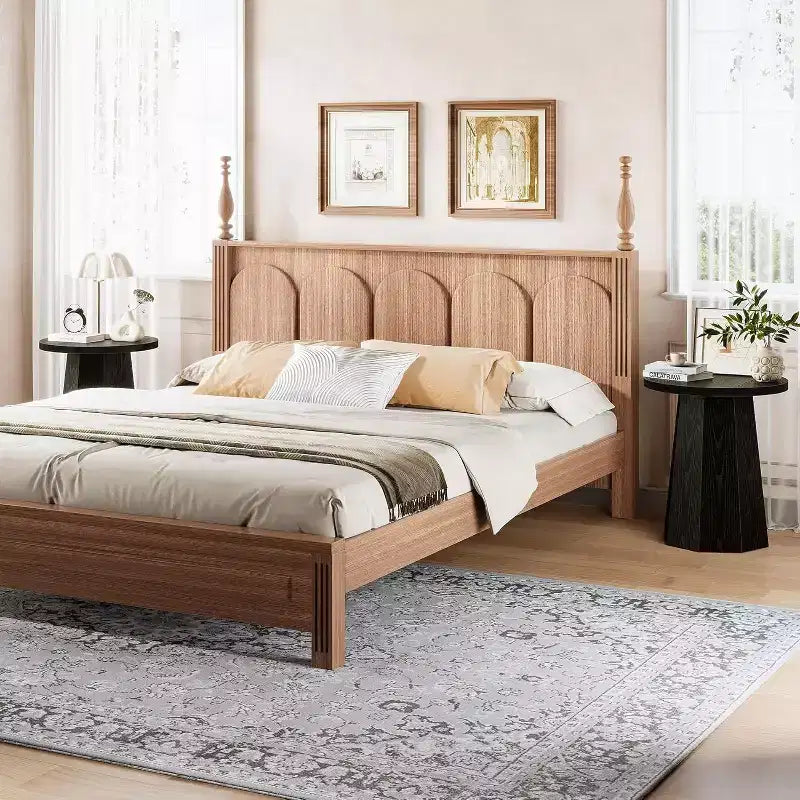 Tavolino rotondo con piedistallo e base ottagonale – 61 cm H x 50 cm Diametro, MDF, Nero