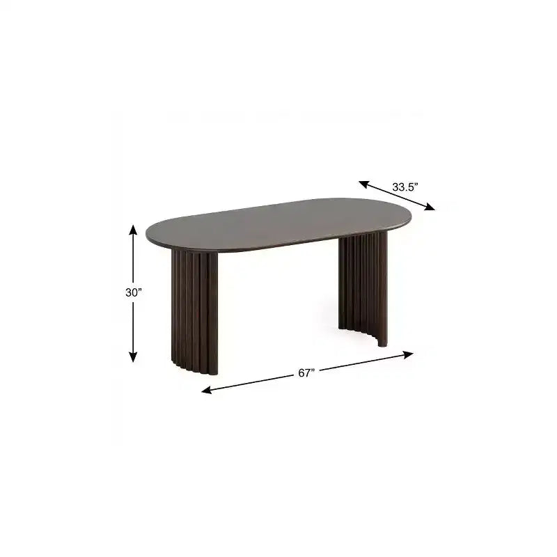Tavolo da pranzo ovale da 170 cm con base a doppio piedistallo – Legno massello di noce, 6 posti, 76 cm H x 170 cm L x 85 cm P