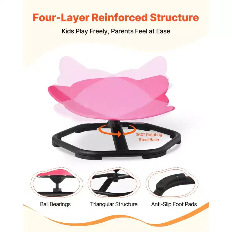 Sedia Sensoriale Girevole Elefante per Bambini – Girevole a 360°, Capacità 100 kg, 25,4 cm A x 52 cm L x 53,8 cm P, Base in Metallo, Rossa