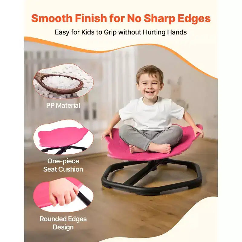 Sedia Sensoriale Girevole Elefante per Bambini – Girevole a 360°, Capacità 100 kg, 25,4 cm A x 52 cm L x 53,8 cm P, Base in Metallo, Rossa