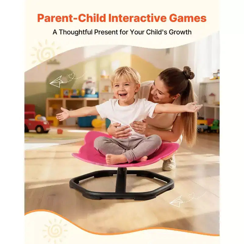 Sedia Sensoriale Girevole Elefante per Bambini – Girevole a 360°, Capacità 100 kg, 25,4 cm A x 52 cm L x 53,8 cm P, Base in Metallo, Rossa