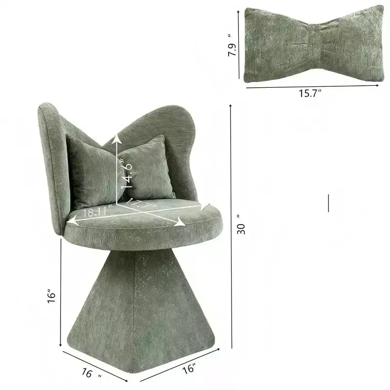 Poltrona d'accento girevole imbottita con schienale curvo e cuscino – Girevole a 360°, 76,2 cm A x 40,6 cm L x 40,6 cm P, Velluto