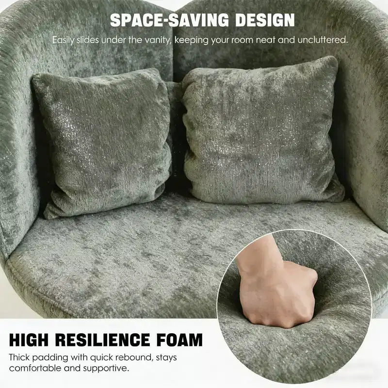 Poltrona d'accento girevole imbottita con schienale curvo e cuscino – Girevole a 360°, 76,2 cm A x 40,6 cm L x 40,6 cm P, Velluto