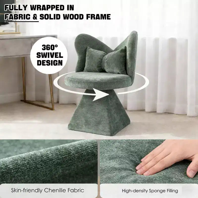 Poltrona d'accento girevole imbottita con schienale curvo e cuscino – Girevole a 360°, 76,2 cm A x 40,6 cm L x 40,6 cm P, Velluto