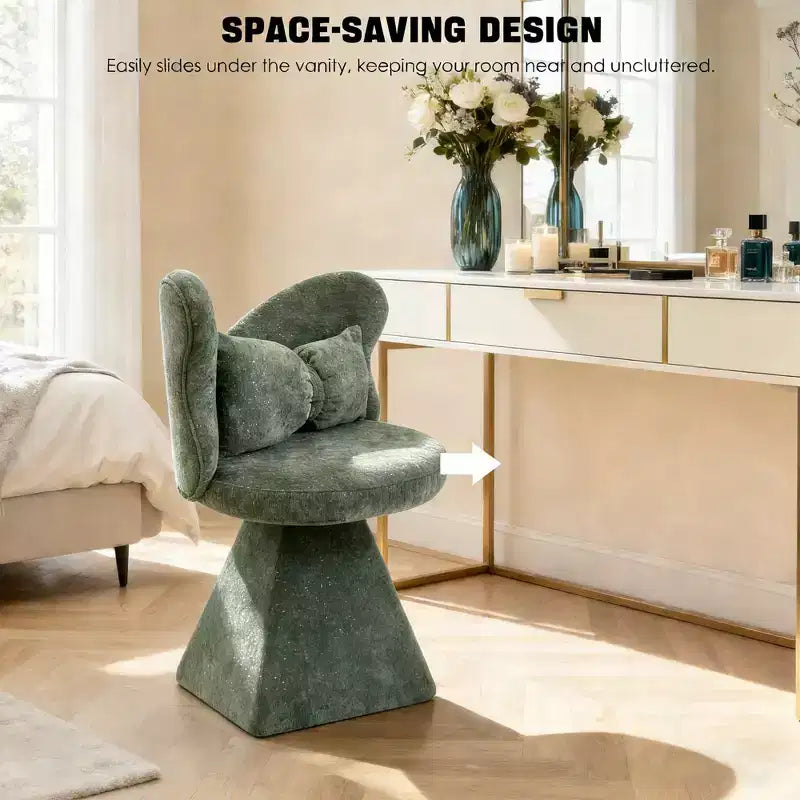 Poltrona d'accento girevole imbottita con schienale curvo e cuscino – Girevole a 360°, 76,2 cm A x 40,6 cm L x 40,6 cm P, Velluto
